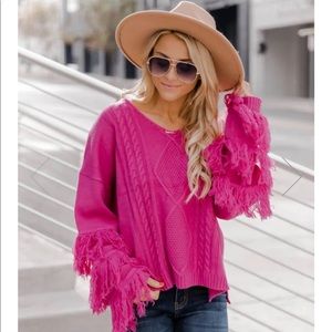 Fringe sleeve sweater